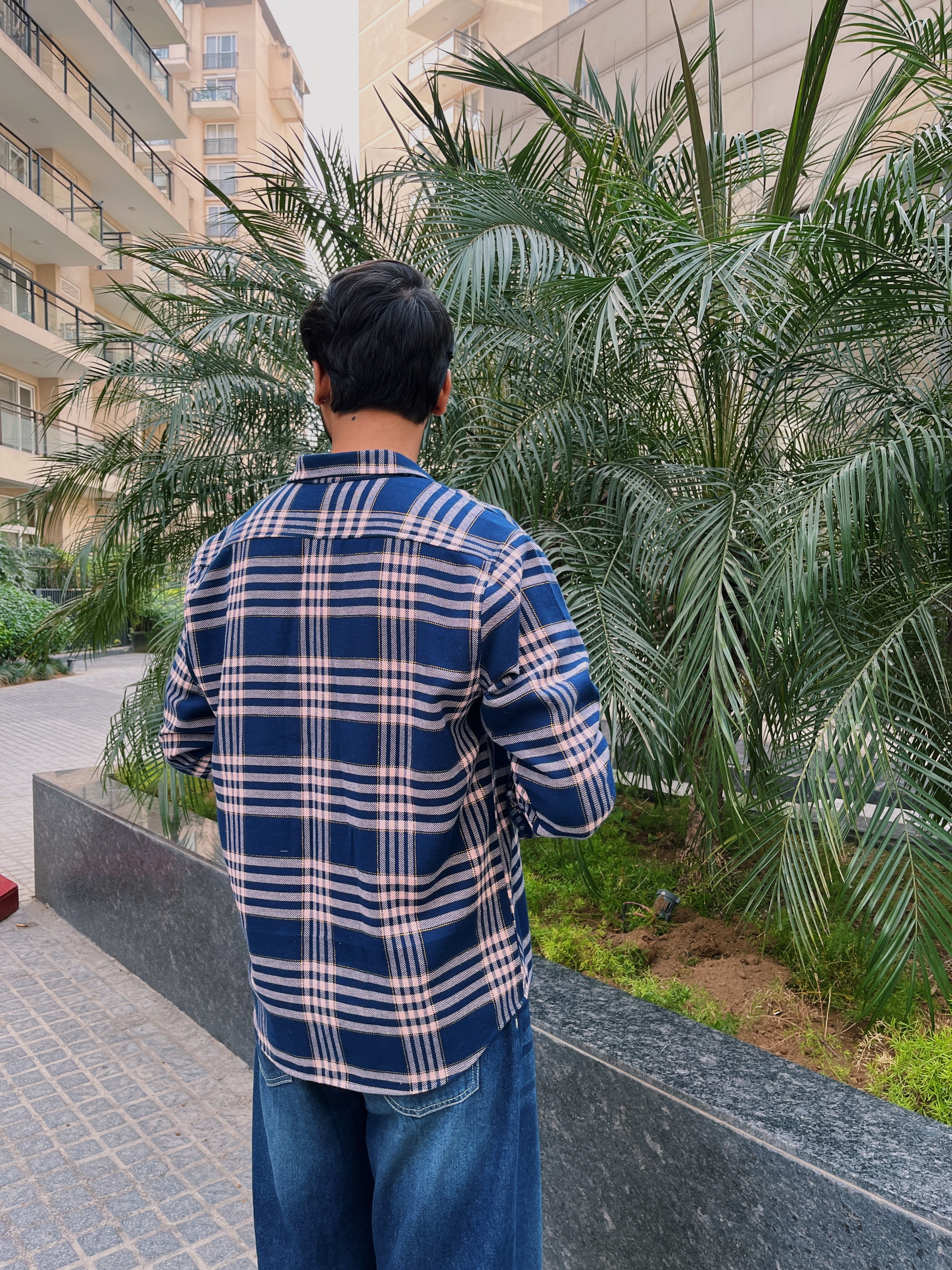 Dark Blue Flannel Overshirt