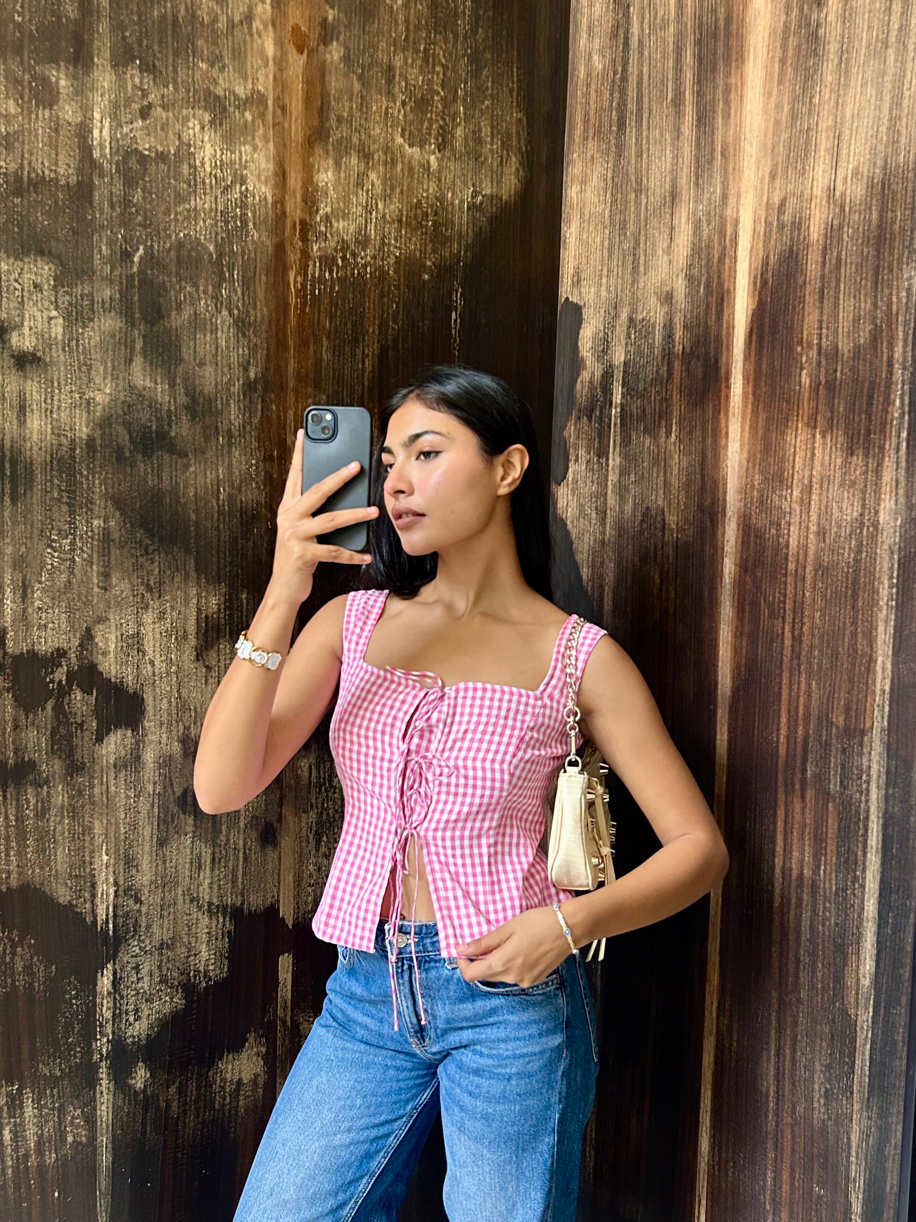 Daisy Tie-Up Top in Pink