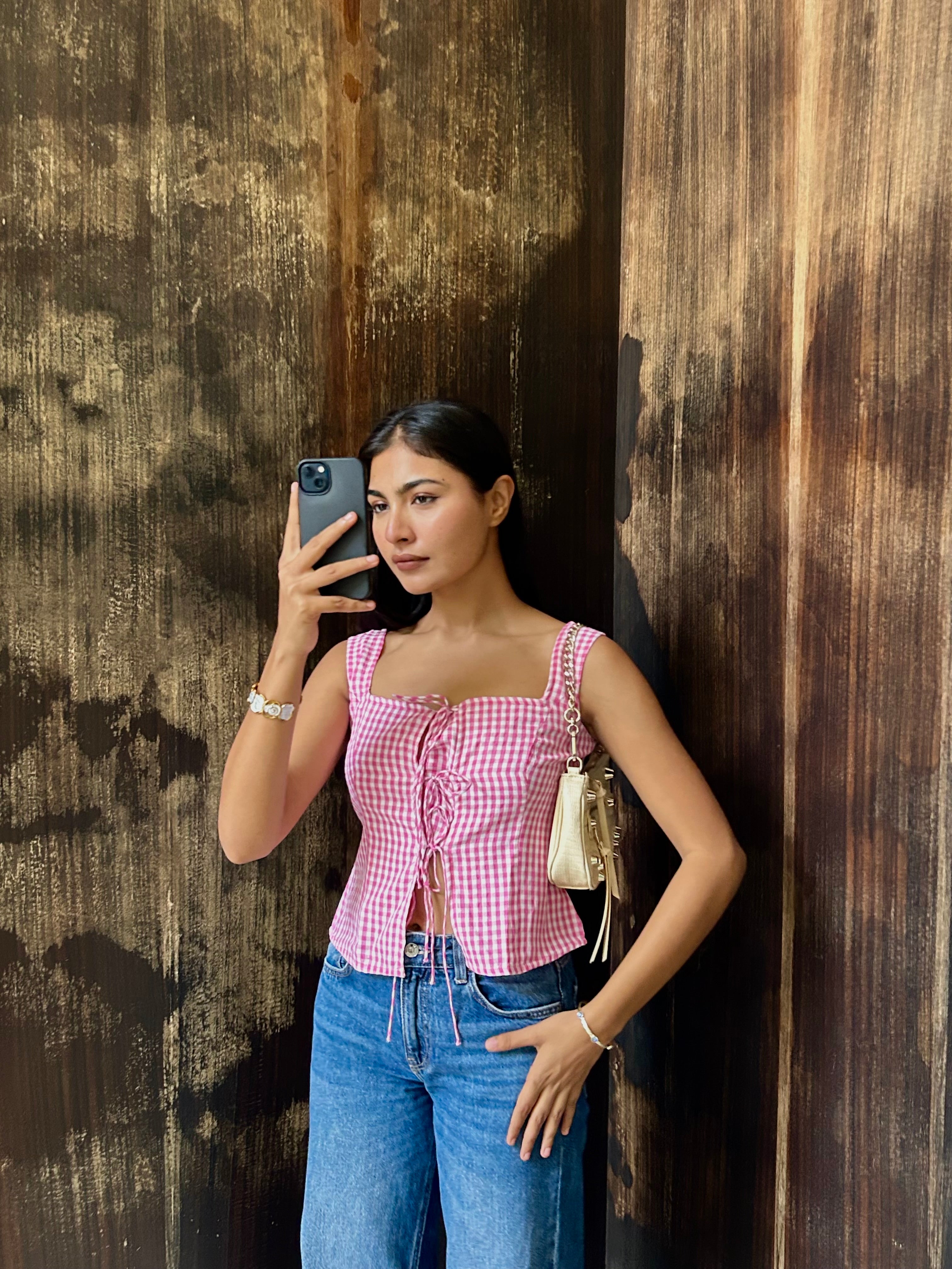 Daisy Tie-Up Top in Pink