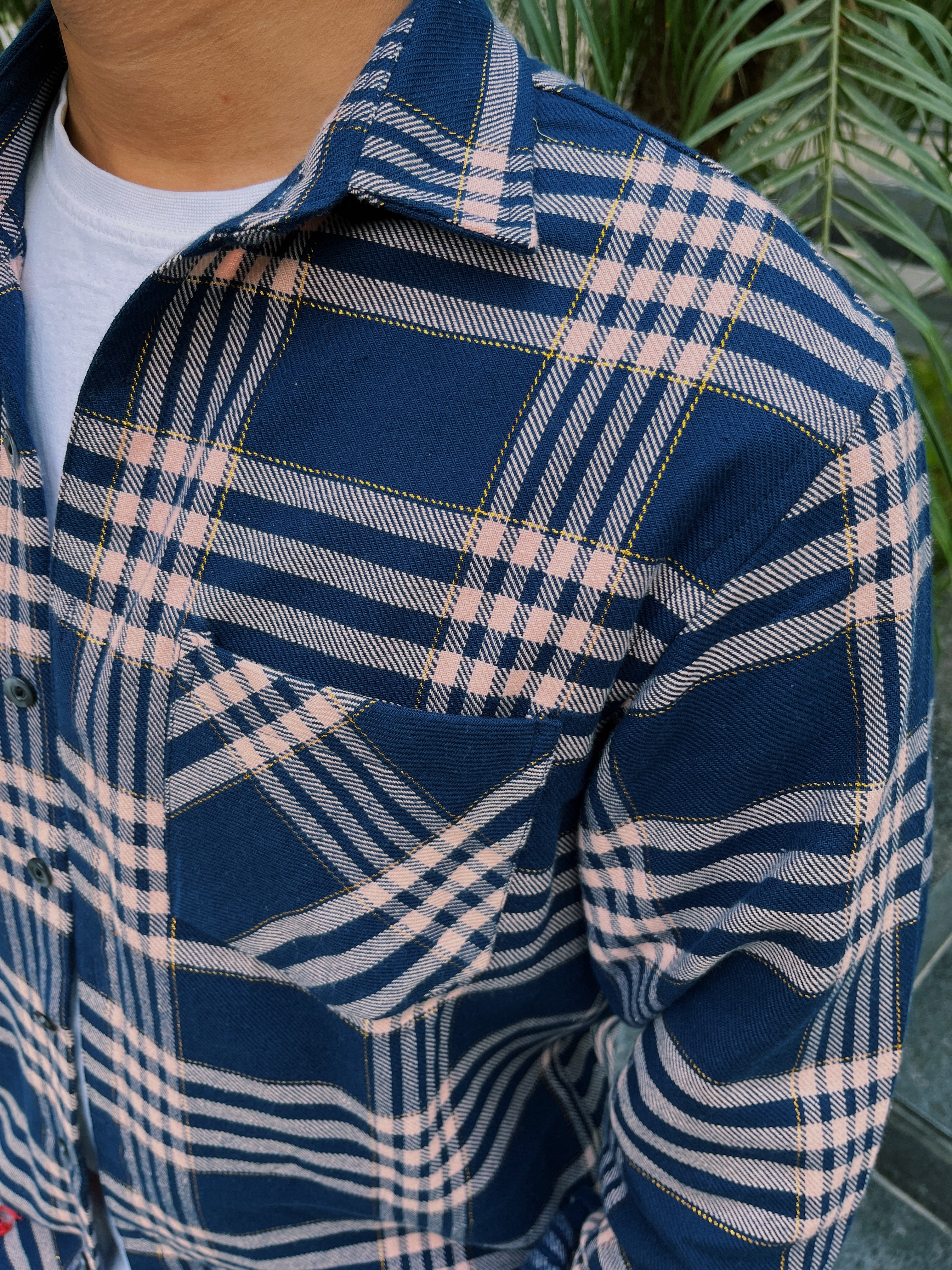 Dark Blue Flannel Overshirt