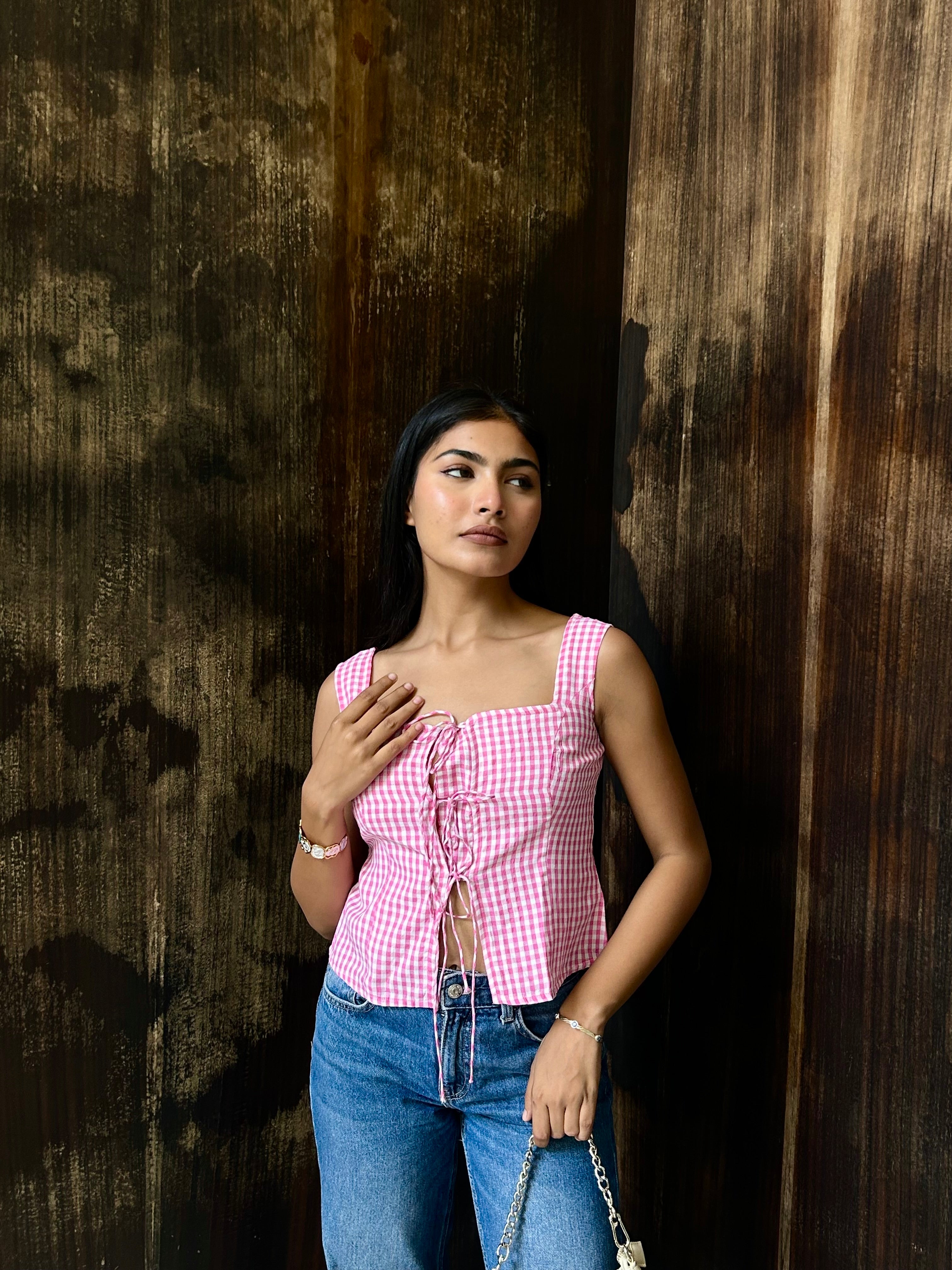 Daisy Tie-Up Top in Pink