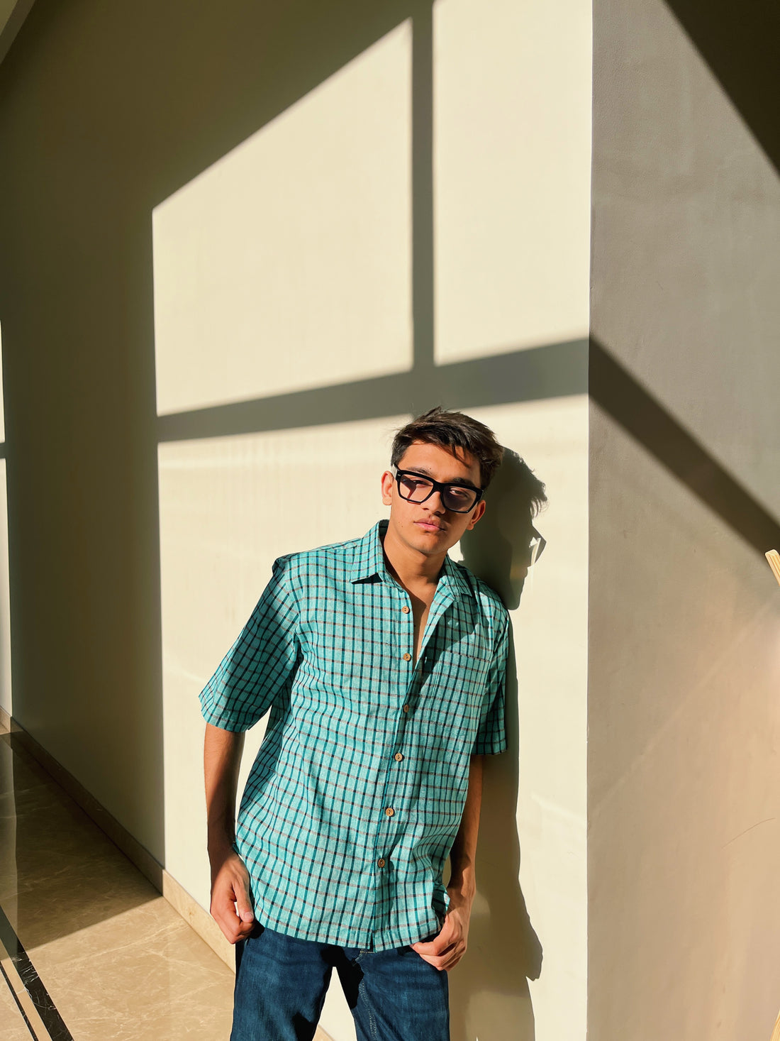 Teal Checkered Shirt