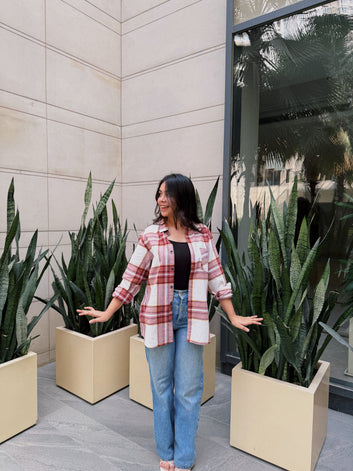 Burnt Orange Flannel Overshirt