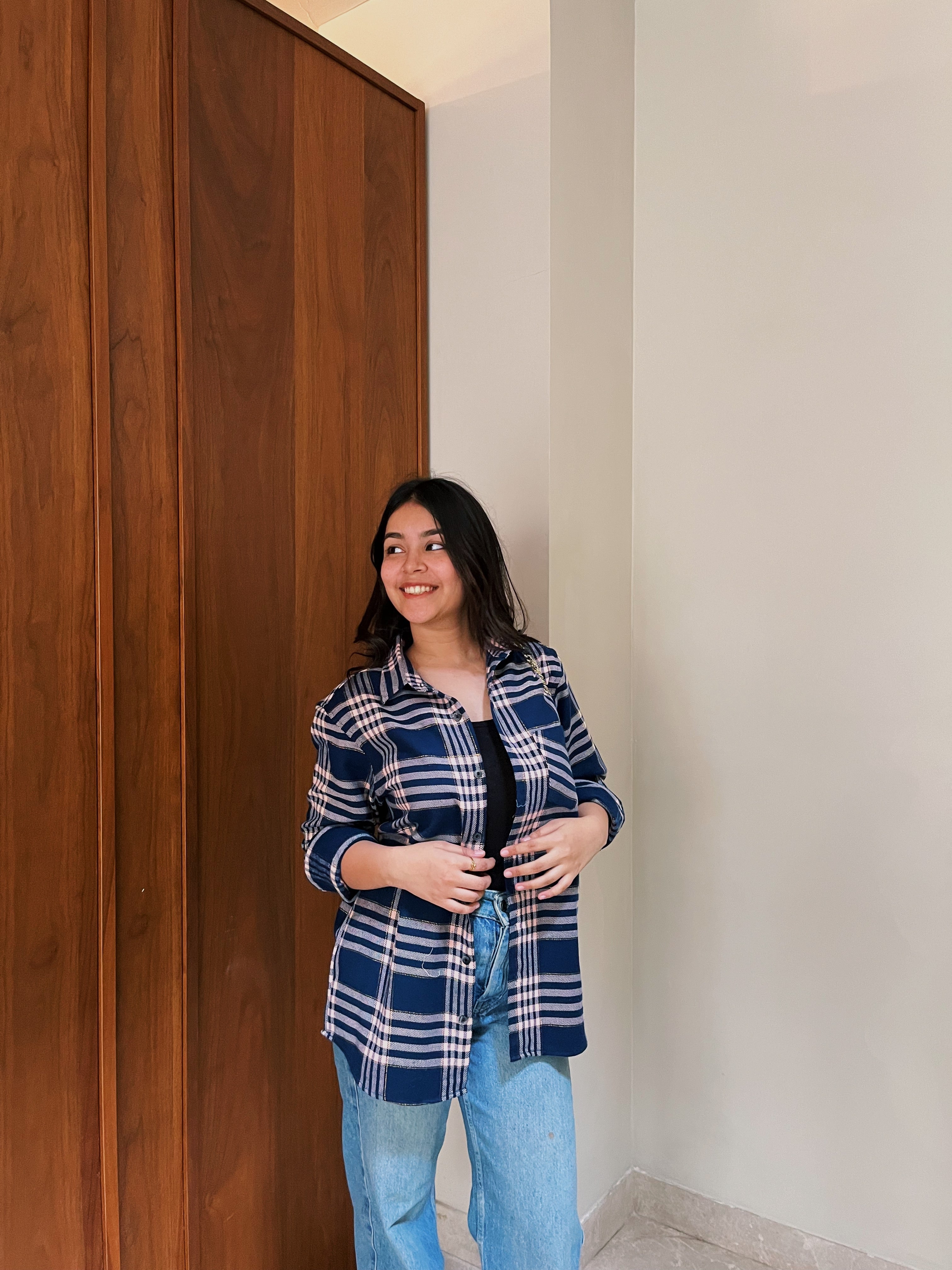 Dark Blue Flannel Overshirt