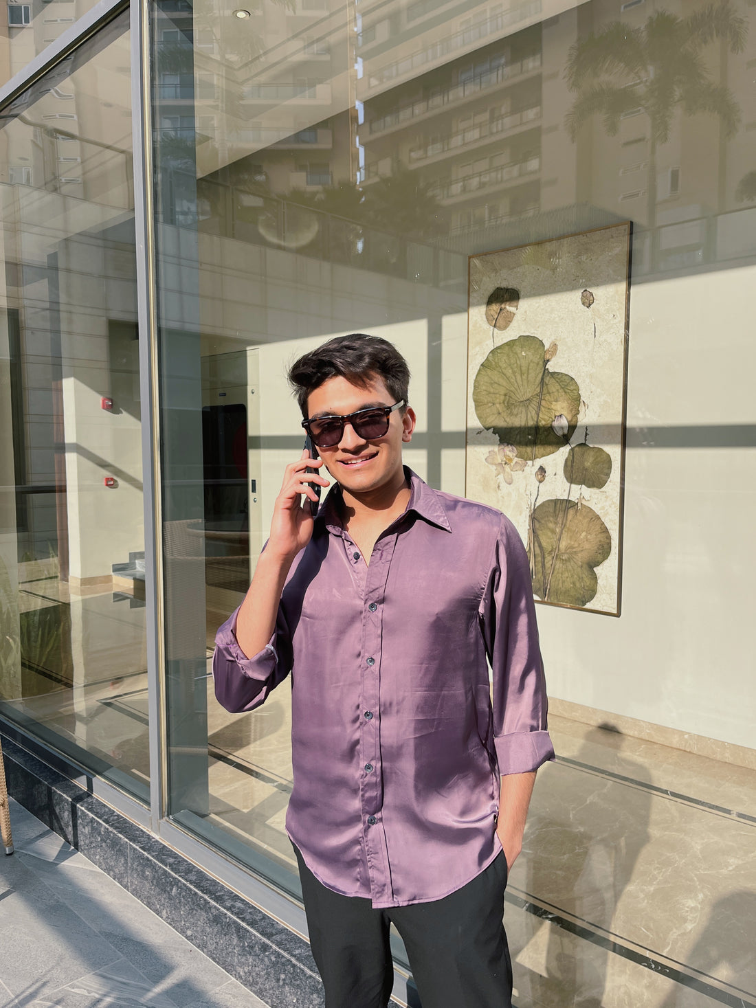 Lavender Purple Satin Shirt