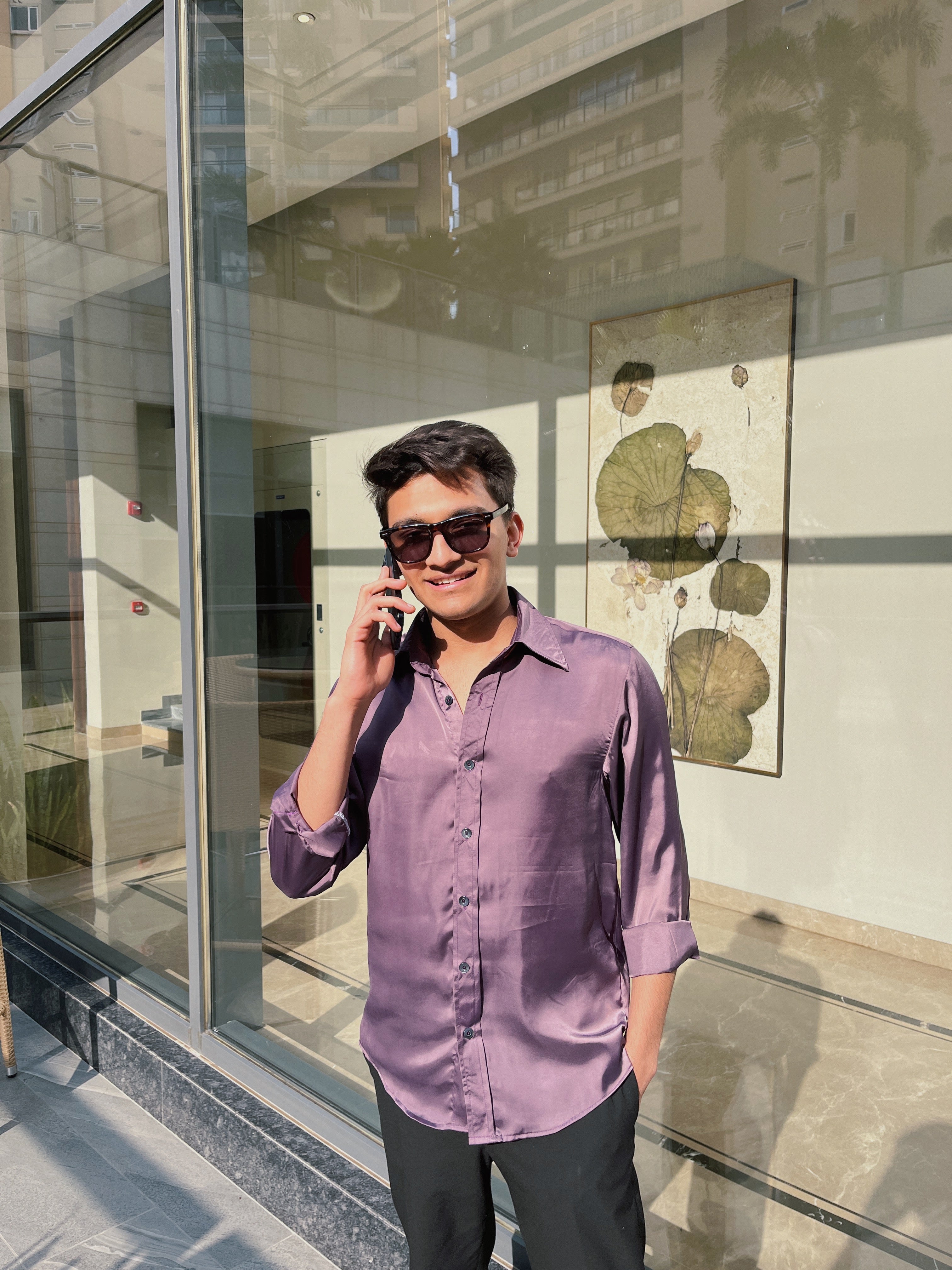 Lavender Purple Satin Shirt