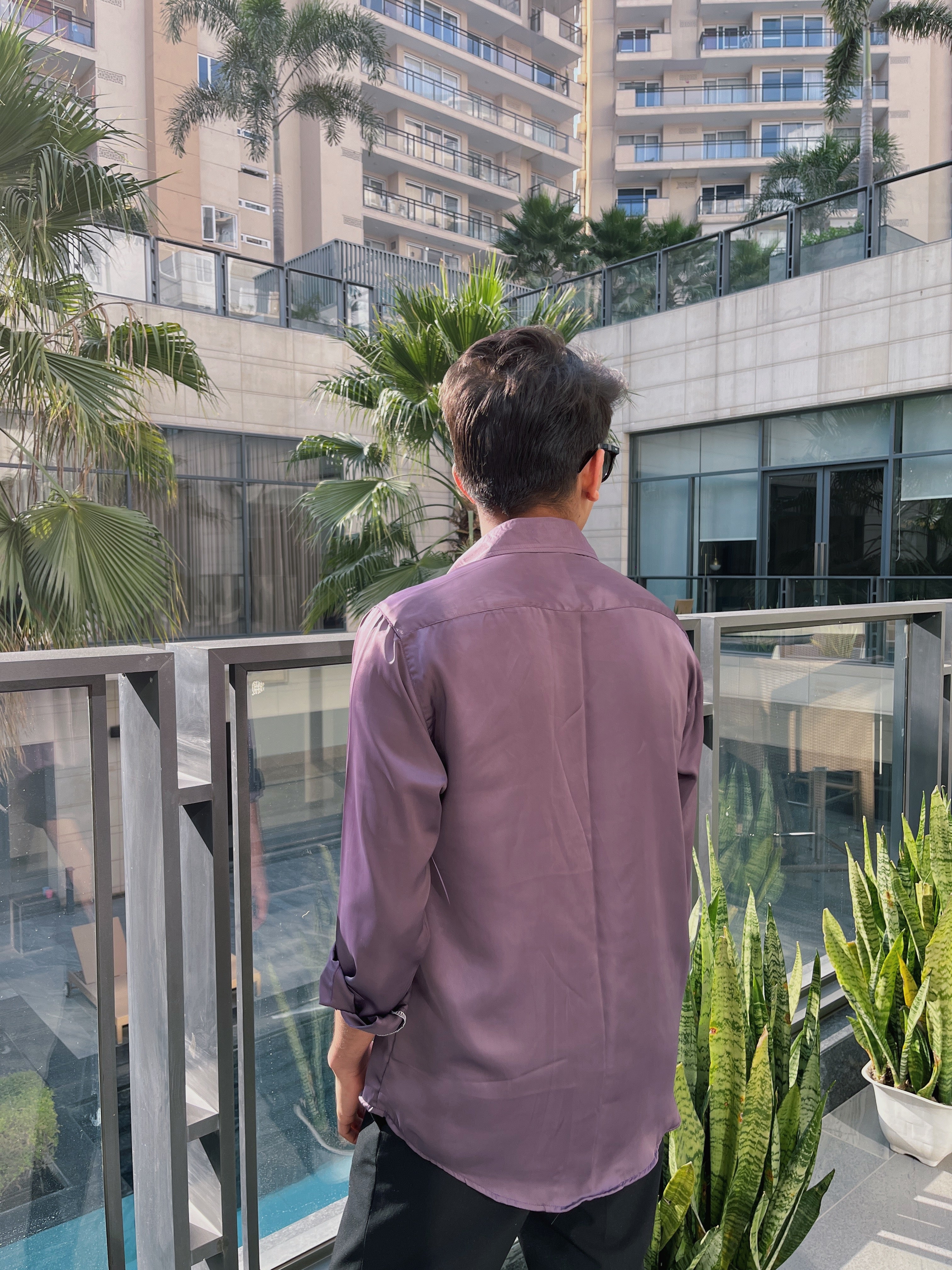 Lavender Purple Satin Shirt