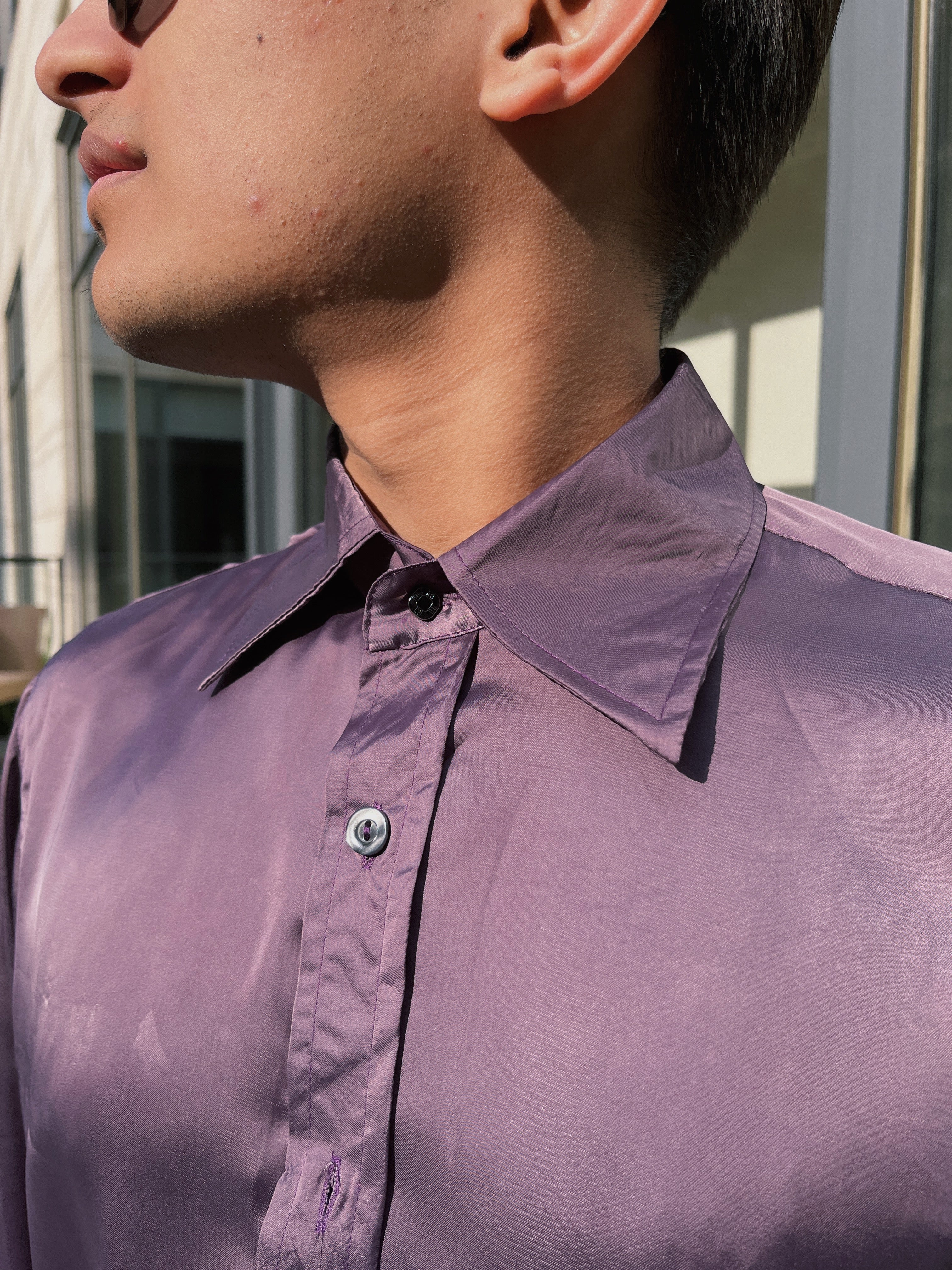 Lavender Purple Satin Shirt