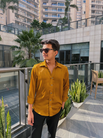 Mustard Yellow Satin Shirt