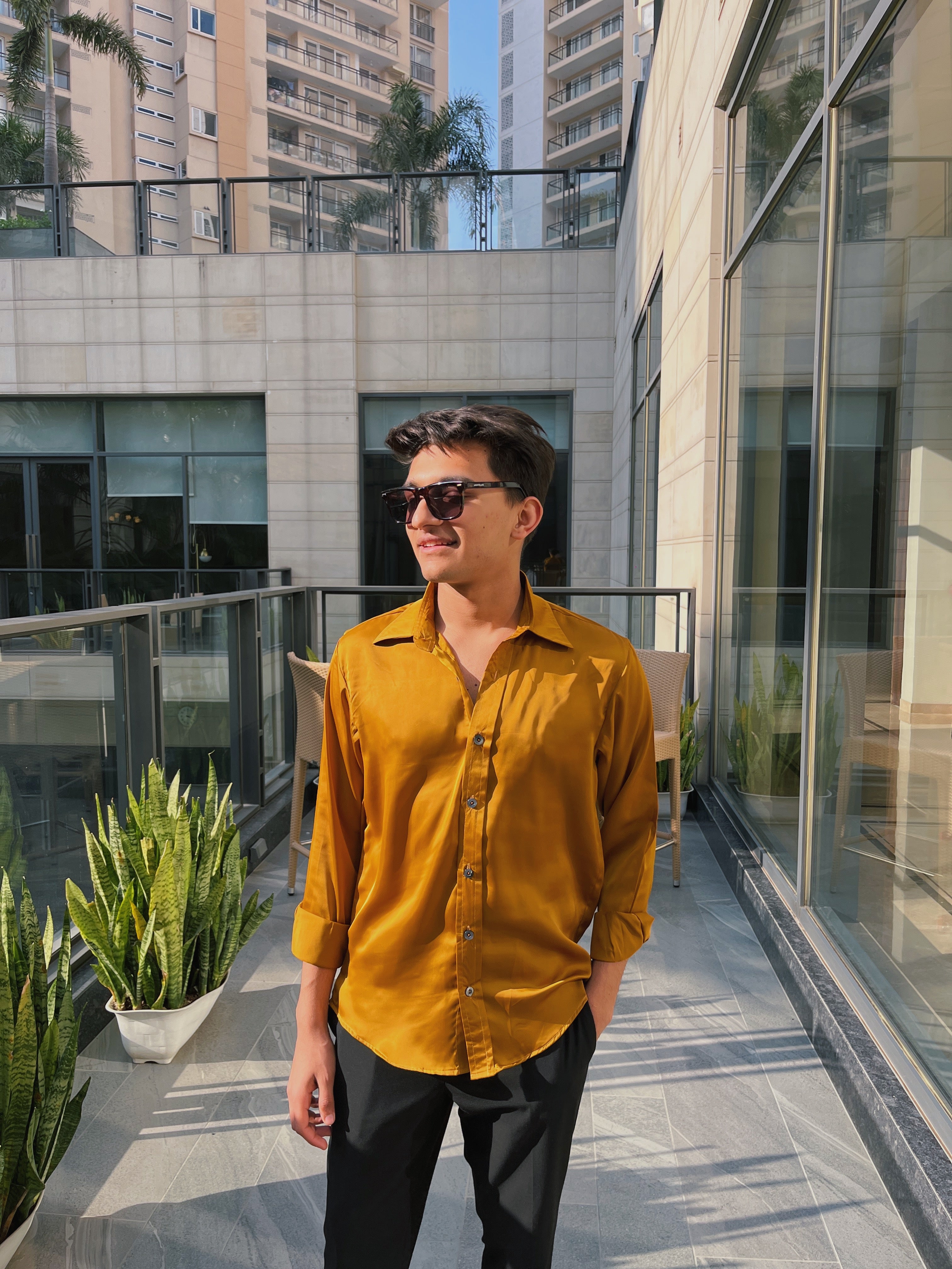 Mustard Yellow Satin Shirt