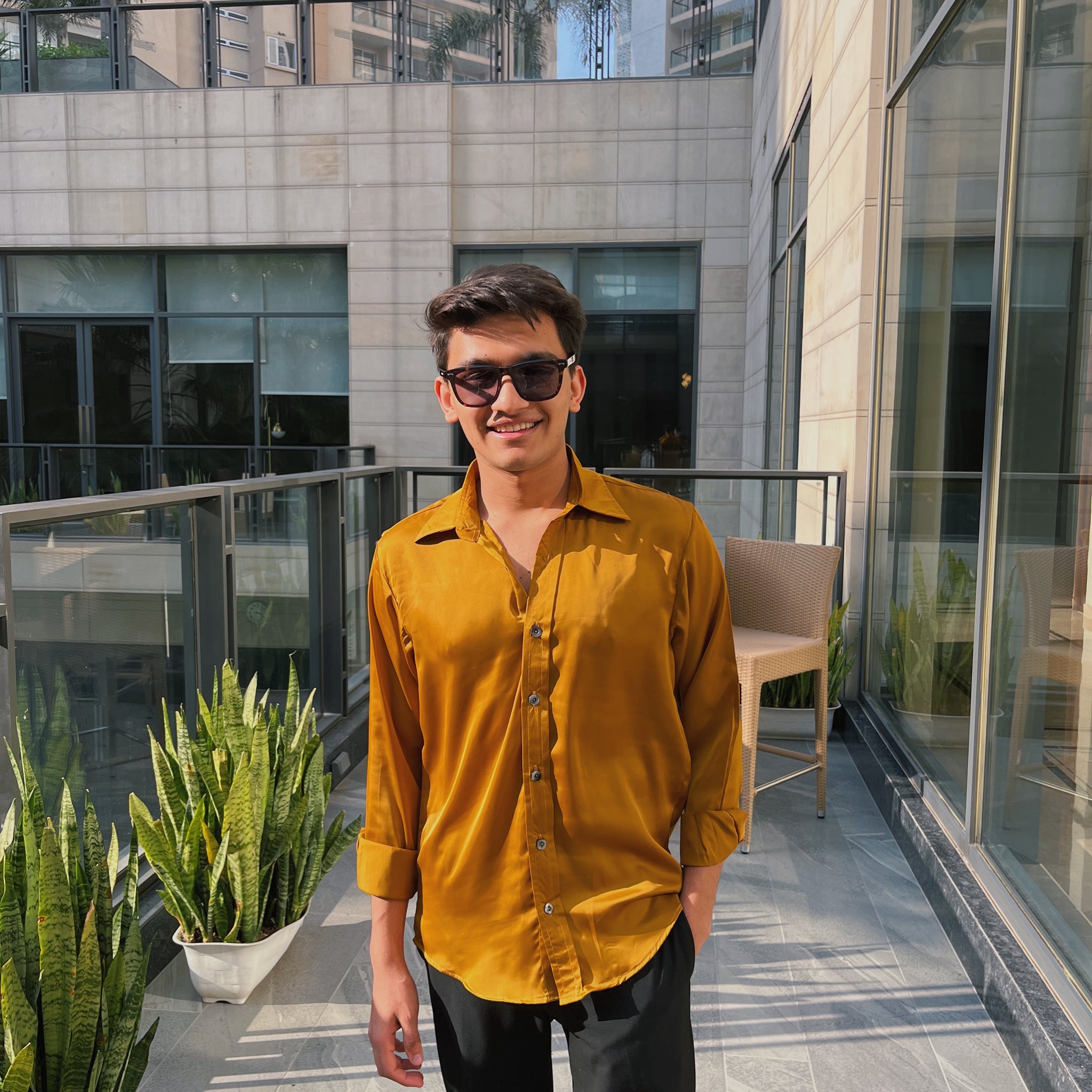 Mustard Yellow Satin Shirt