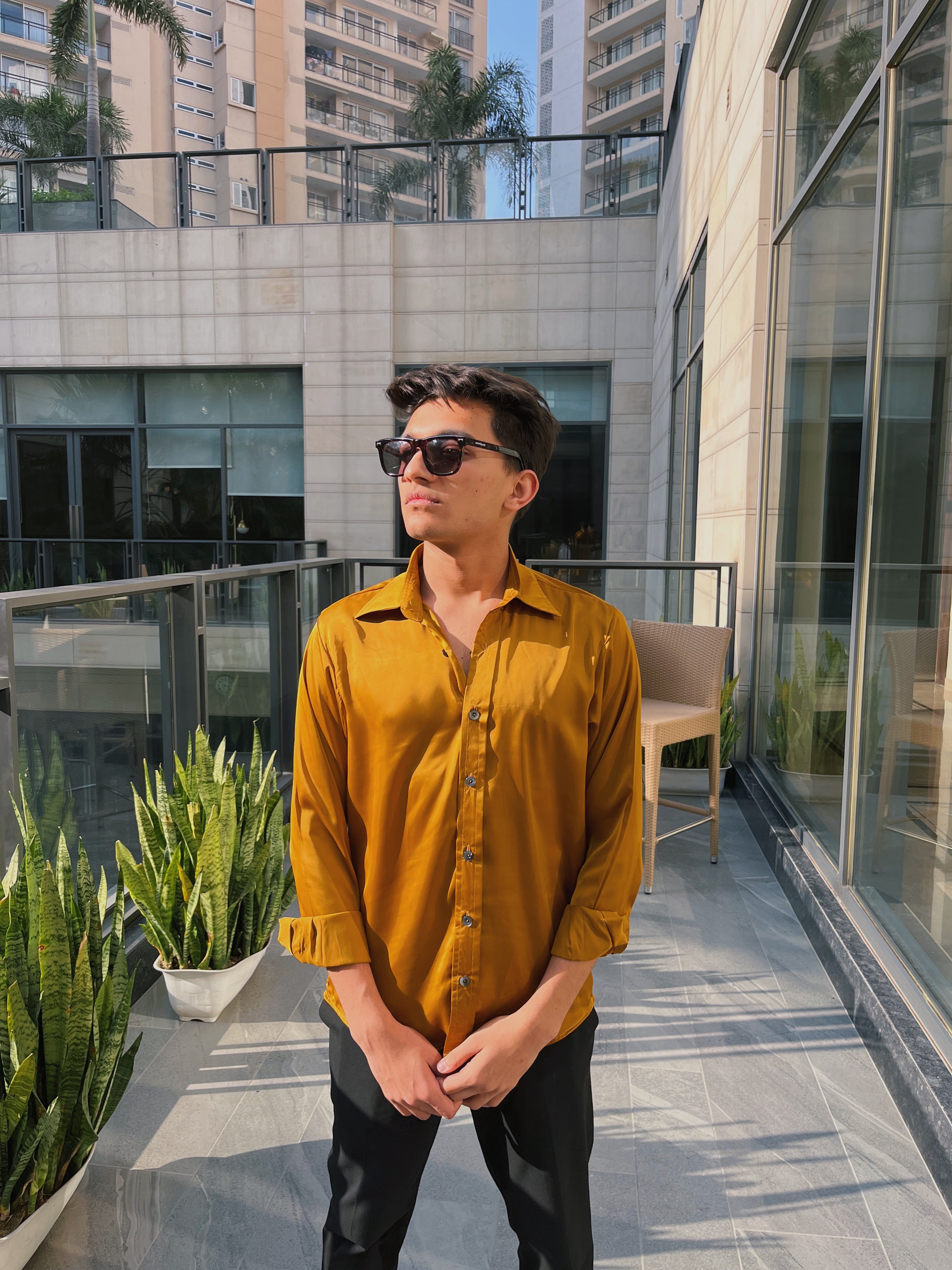 Mustard Yellow Satin Shirt