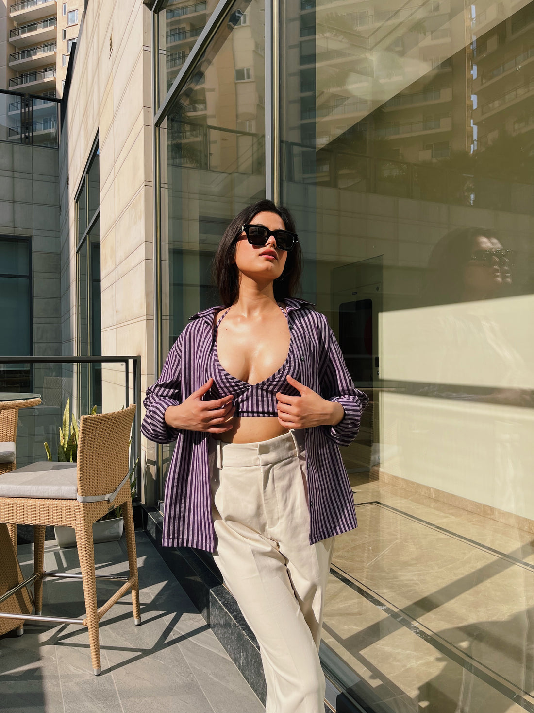 Viola Stripes Shirt with Bralette