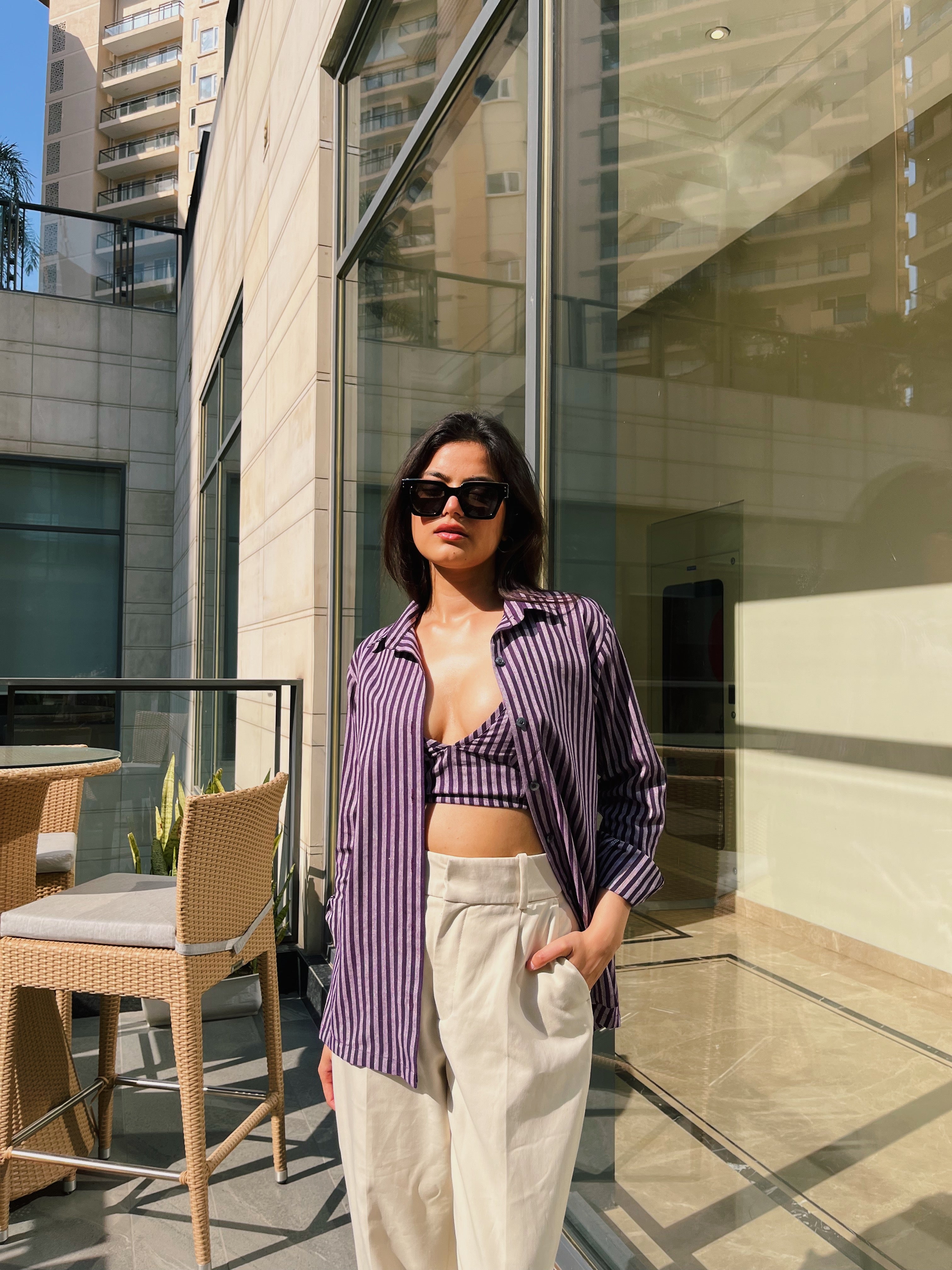 Viola Stripes Shirt with Bralette