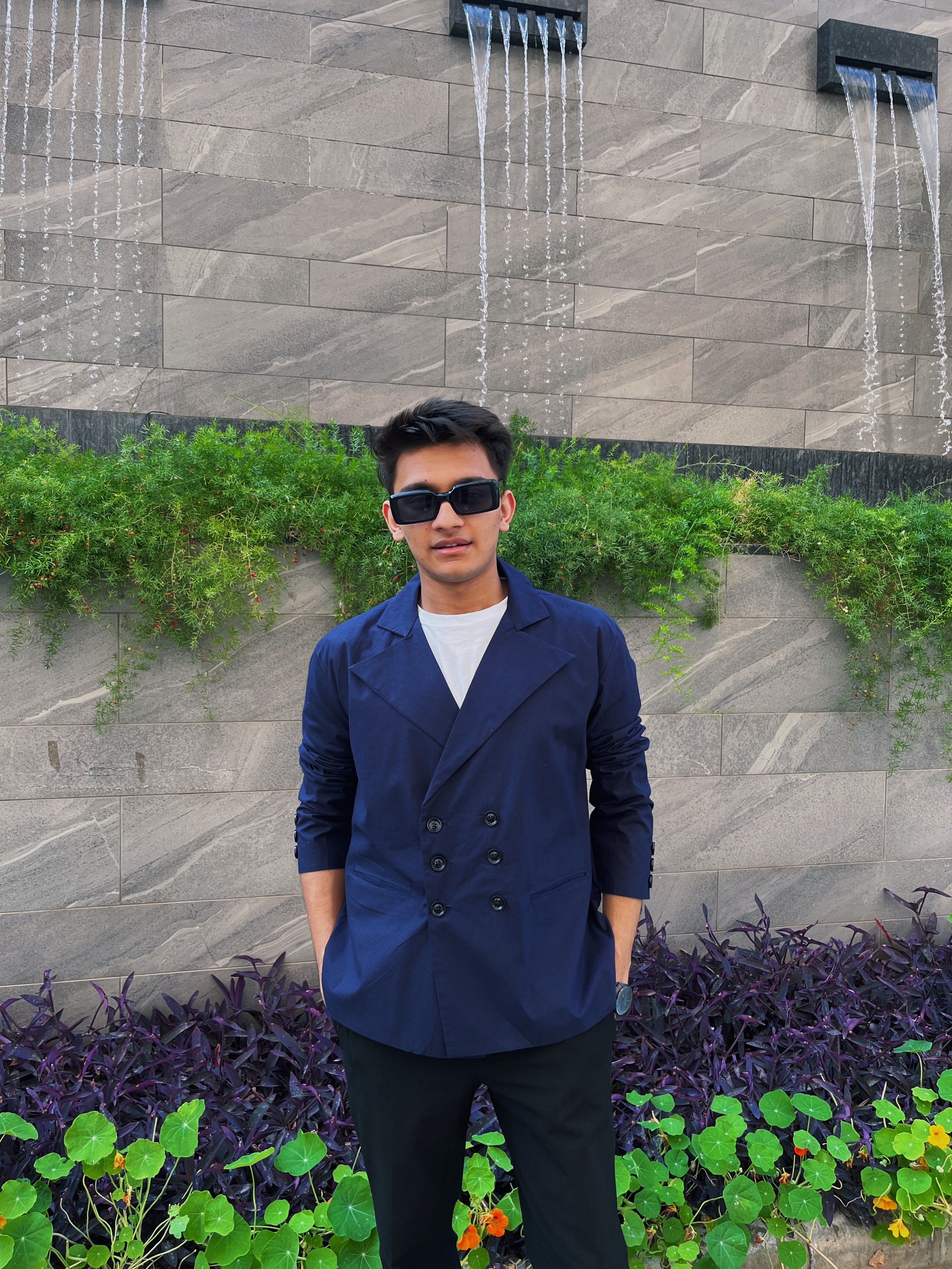 Navy Blue Double Breasted Shirt