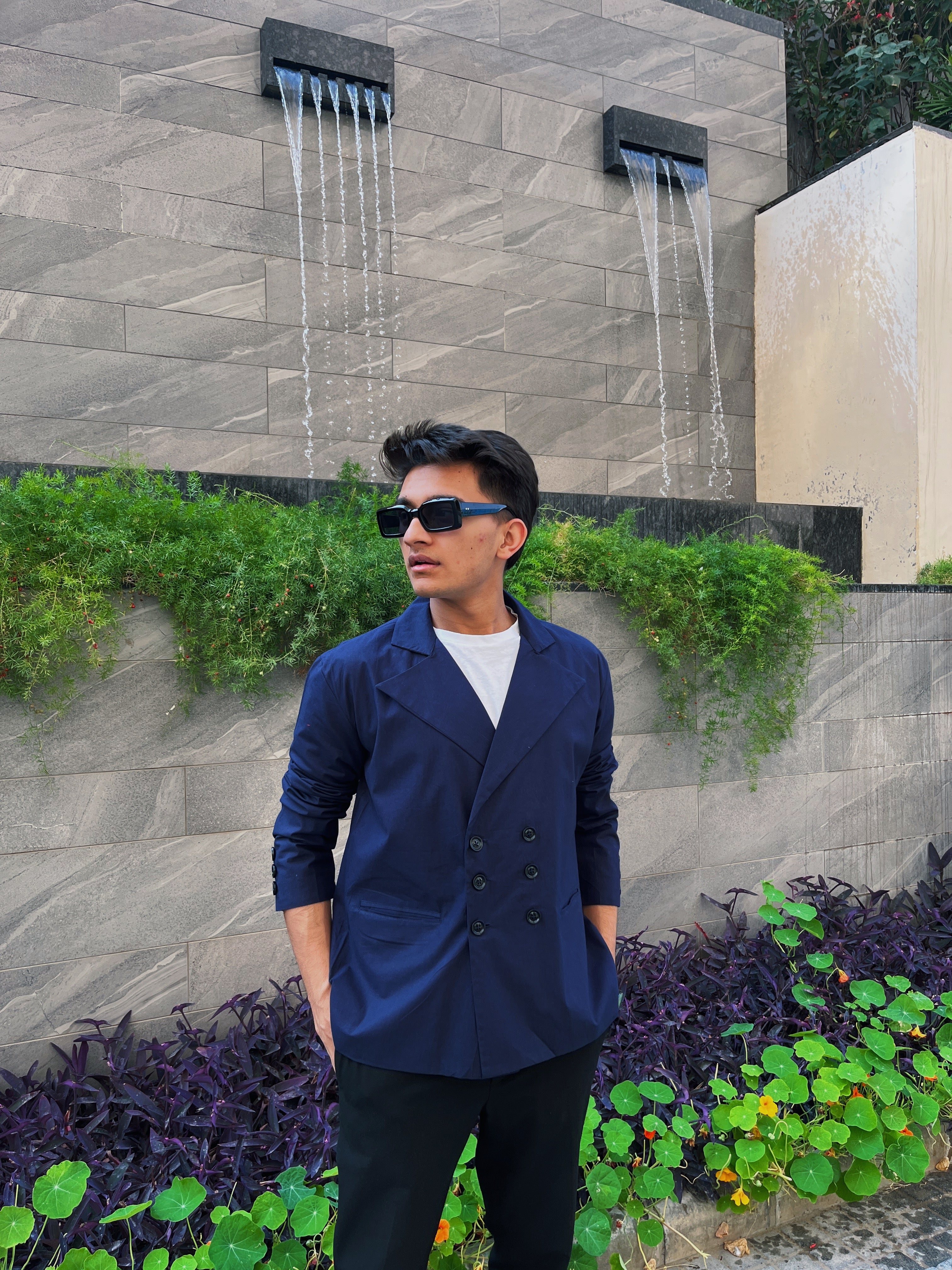 Navy Blue Double Breasted Shirt