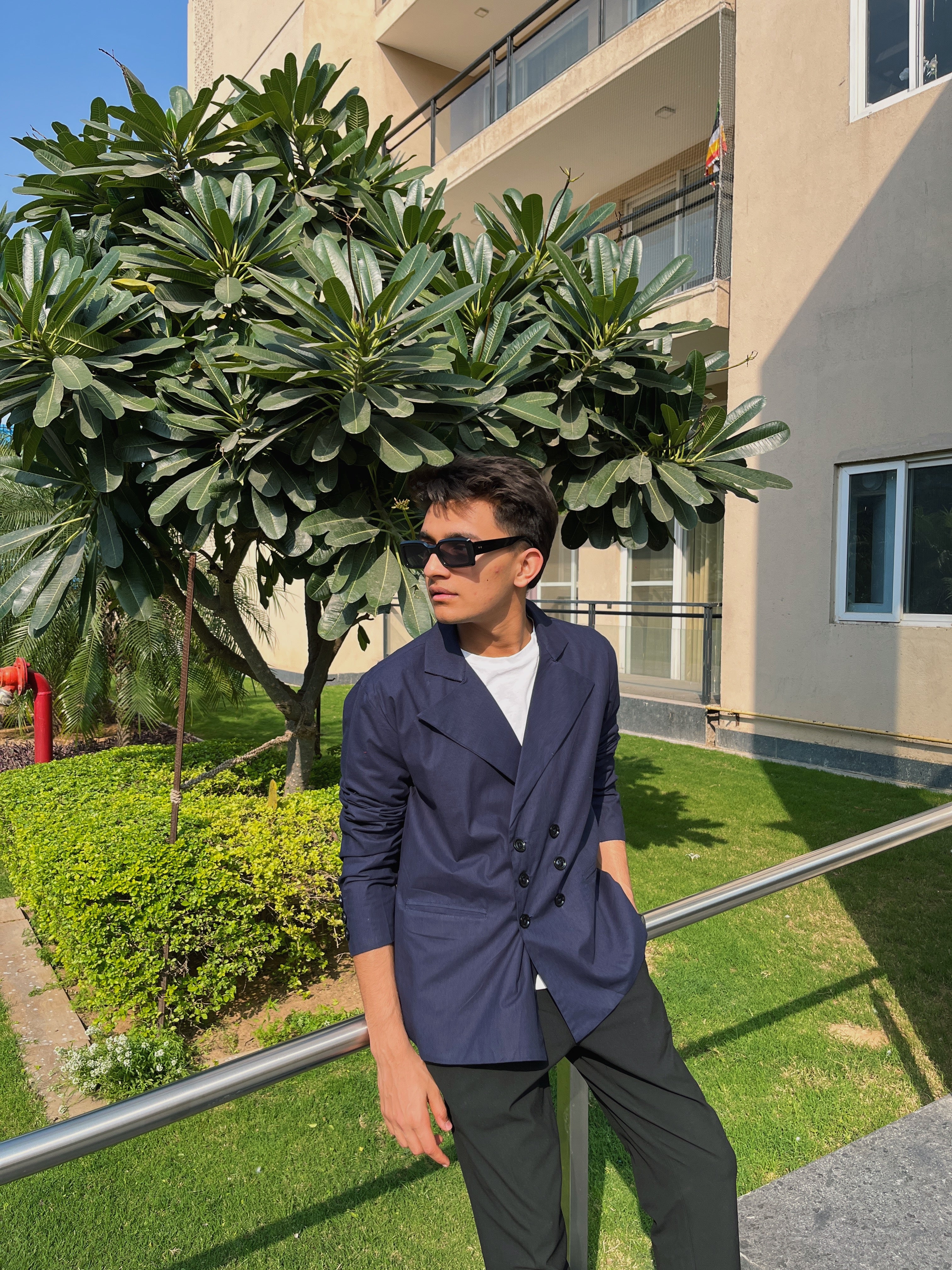 Navy Blue Double Breasted Shirt