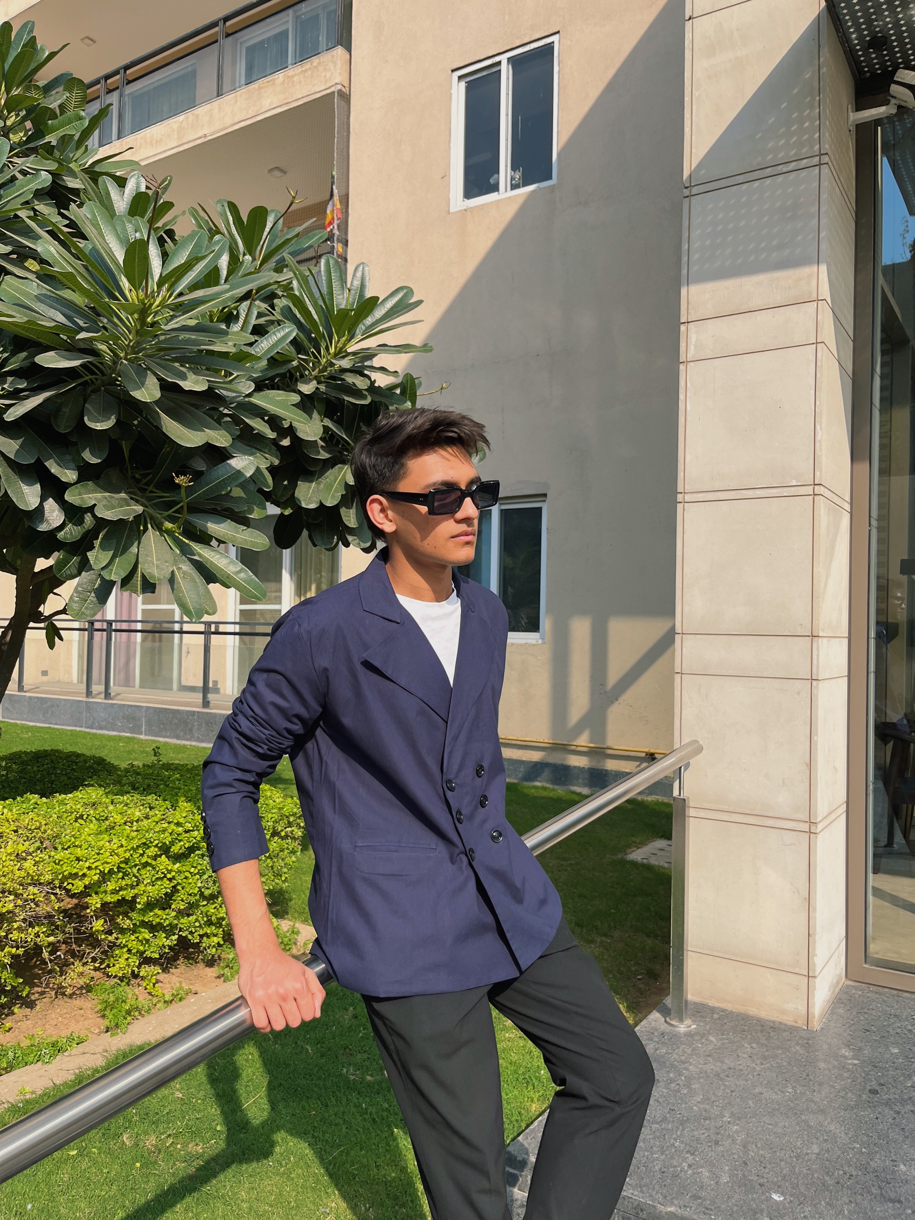 Navy Blue Double Breasted Shirt