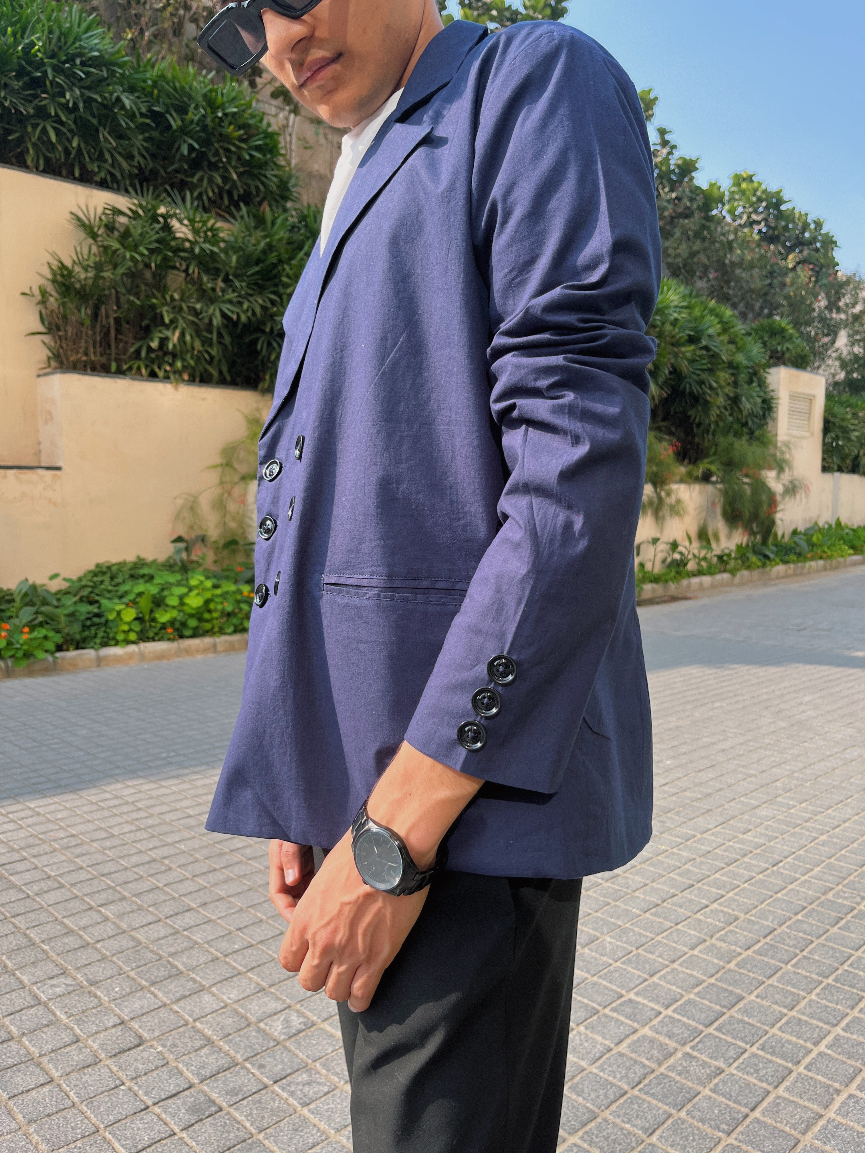 Navy Blue Double Breasted Shirt