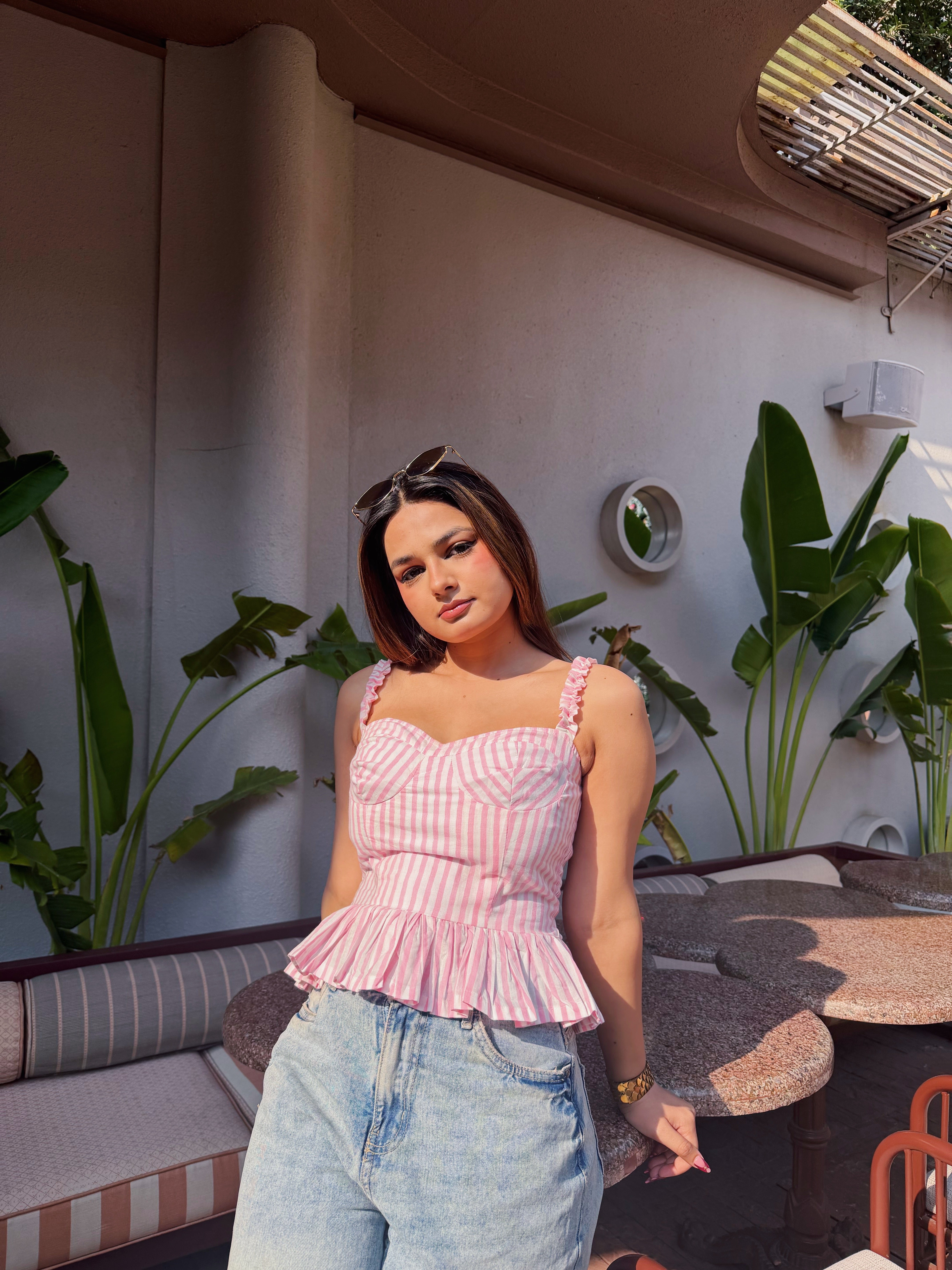 Rosé Frill Top