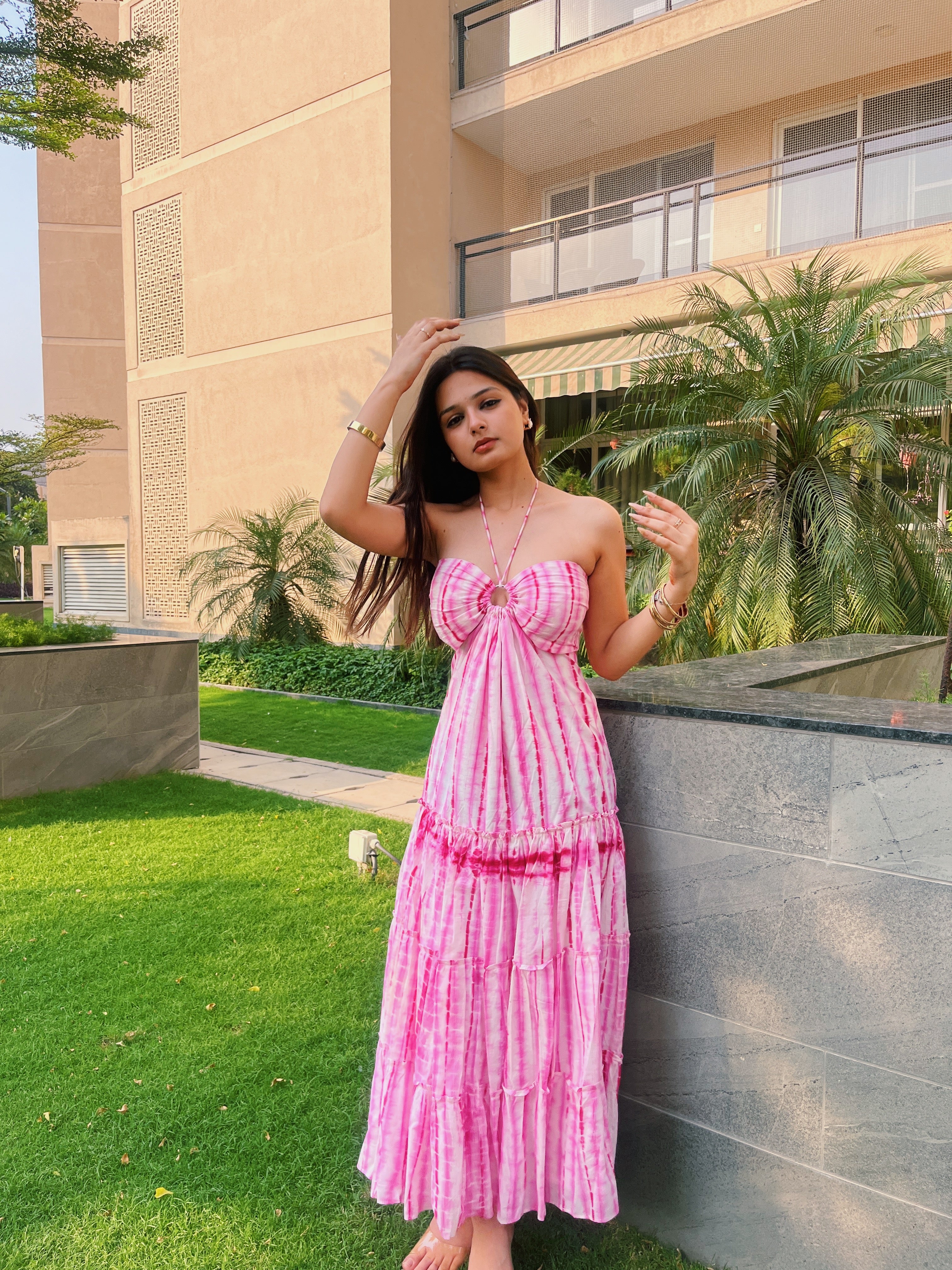 Pink Tie-Dye Maxi Dress