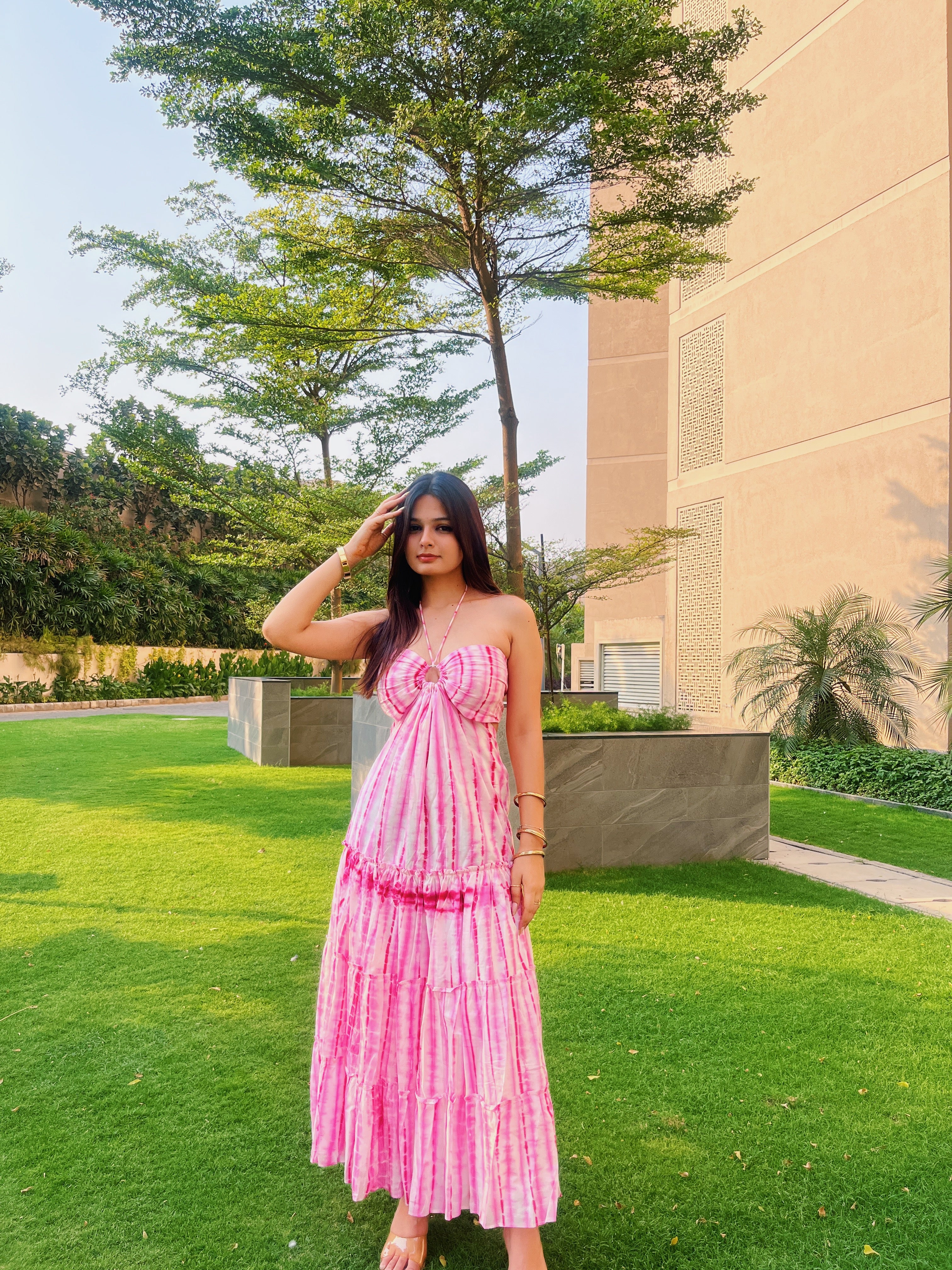 Pink Tie-Dye Maxi Dress