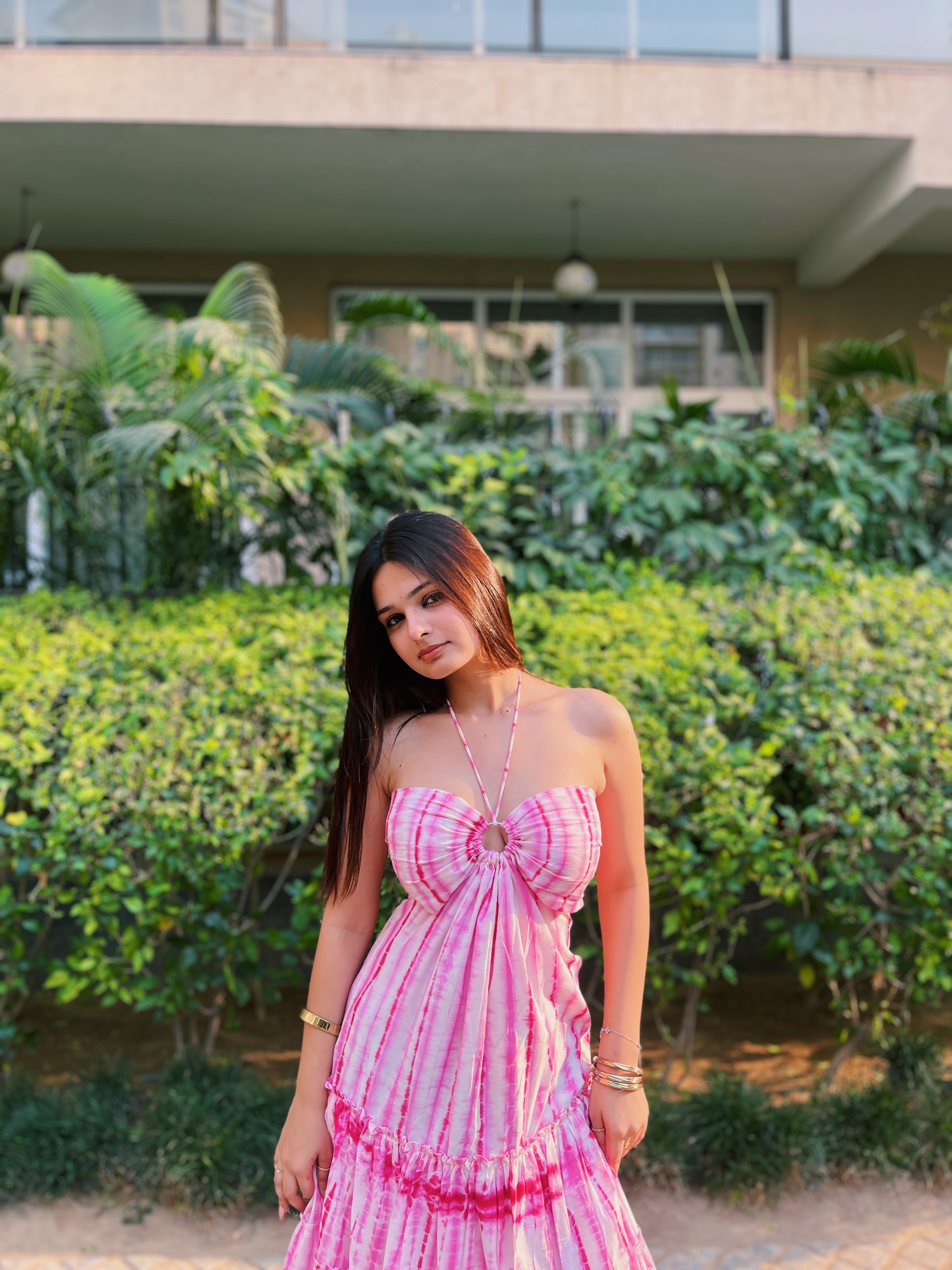 Pink Tie-Dye Maxi Dress