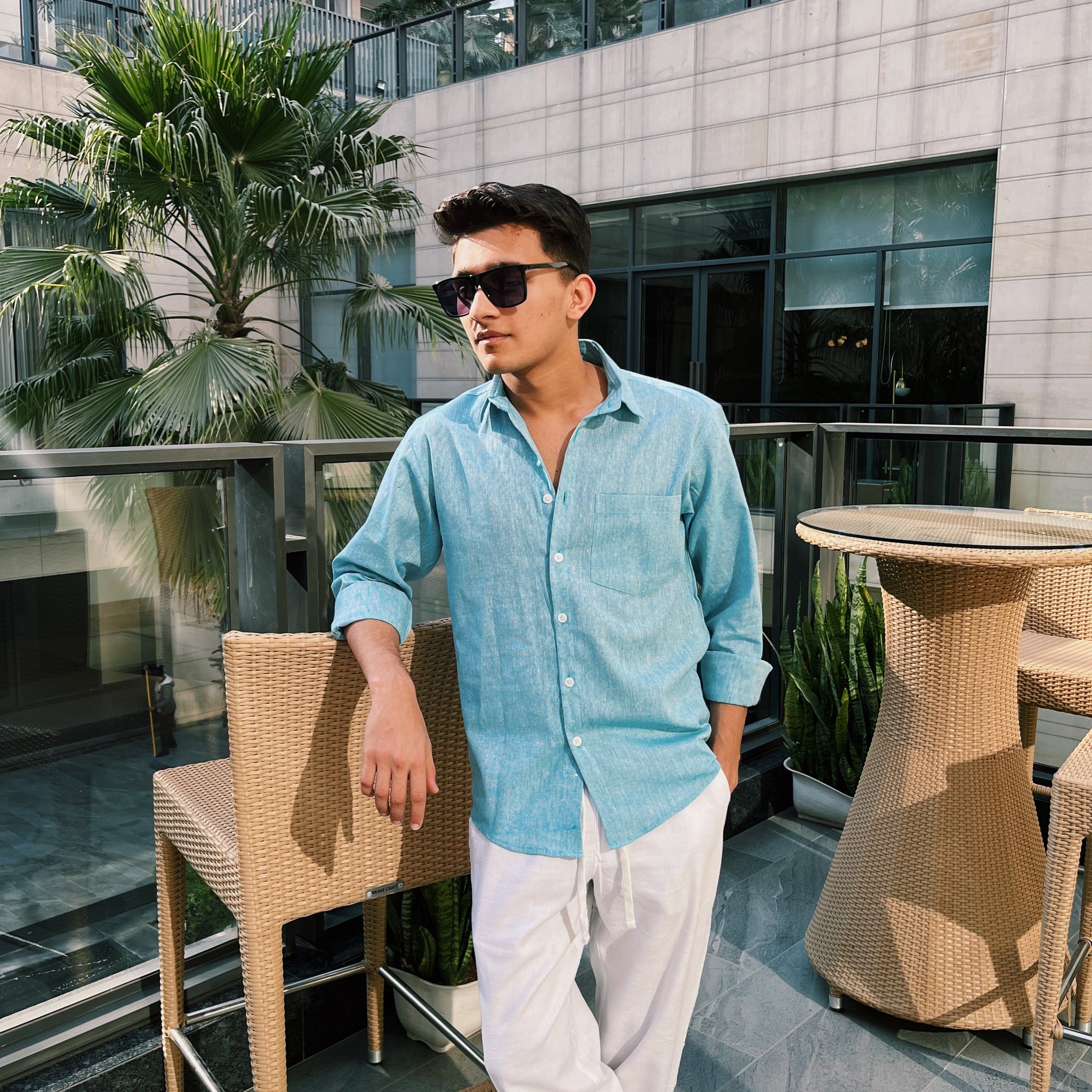 Light Aqua Linen Shirt