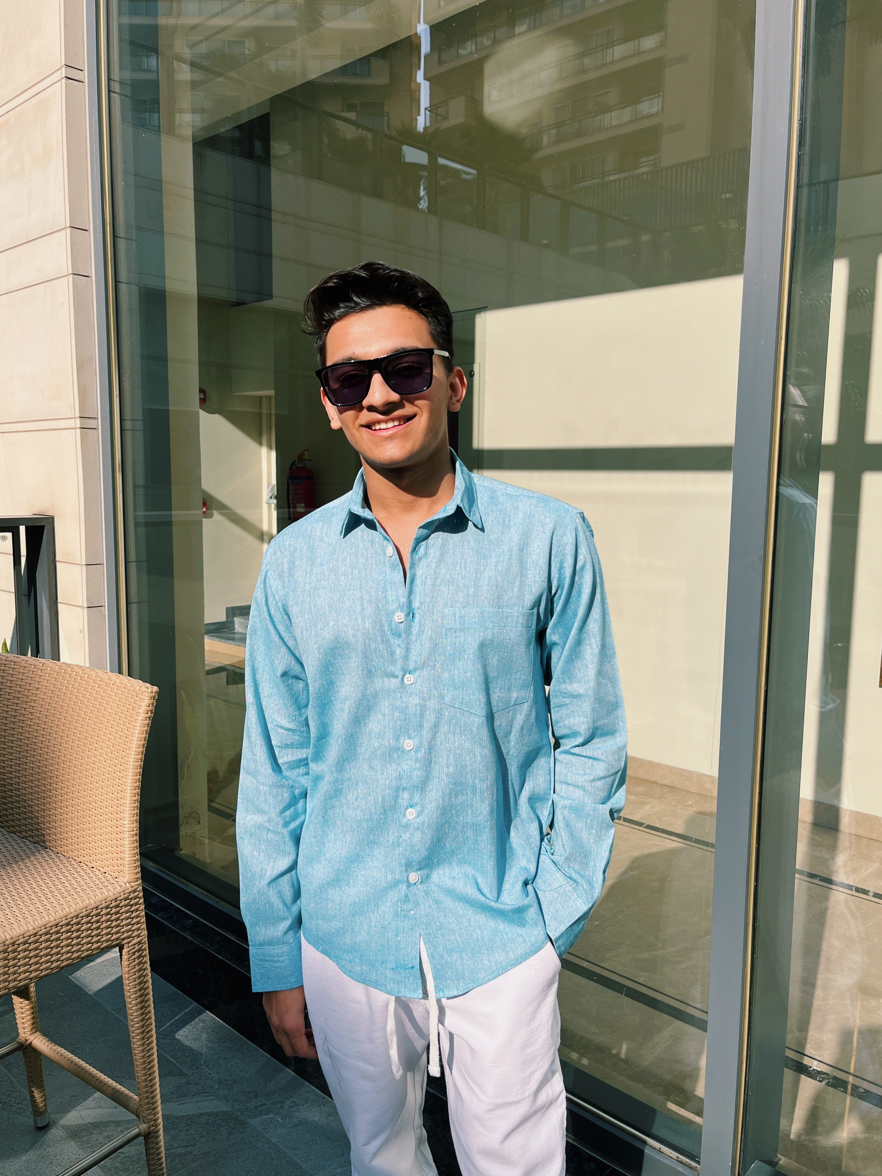 Light Aqua Linen Shirt
