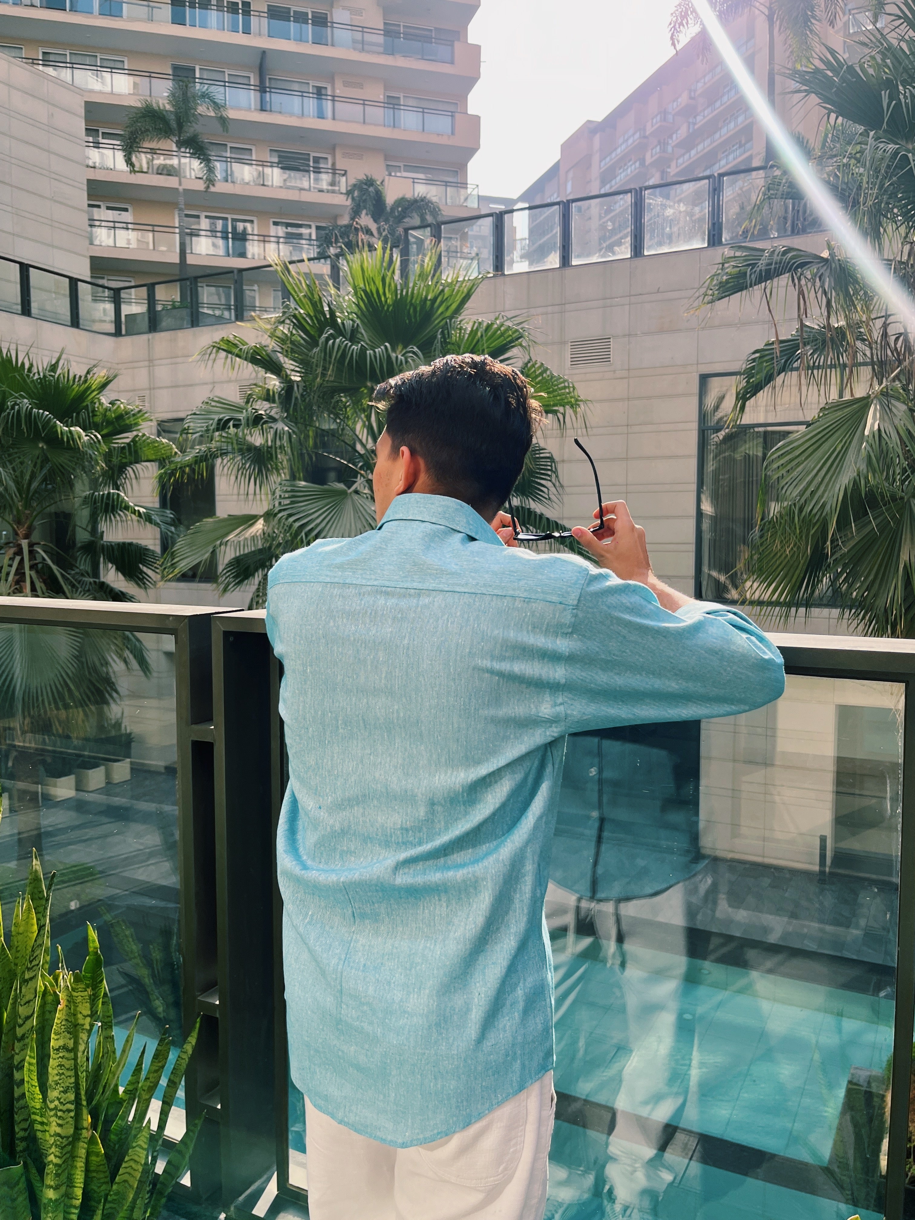 Light Aqua Linen Shirt
