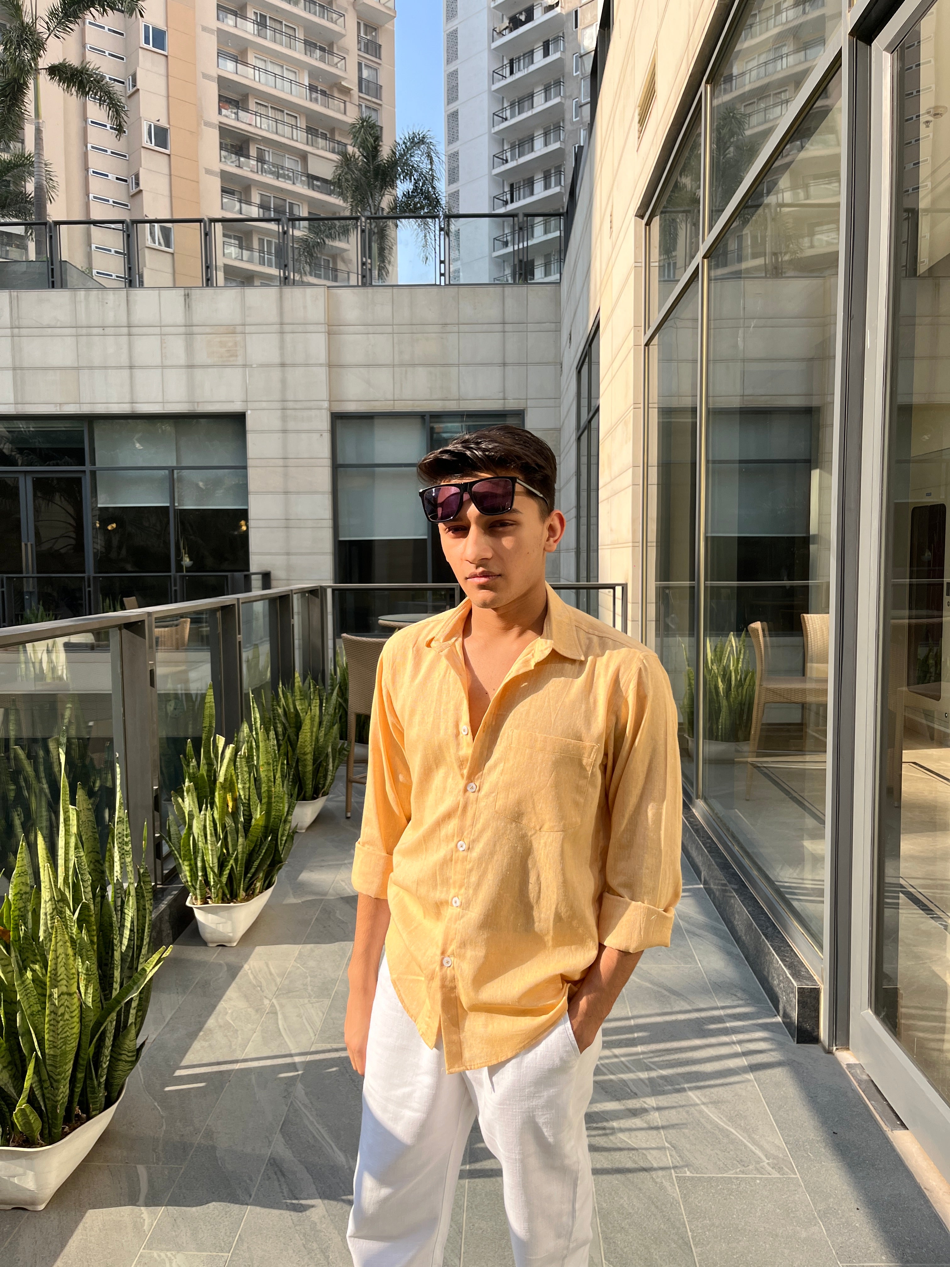 Pastel Yellow Linen Shirt