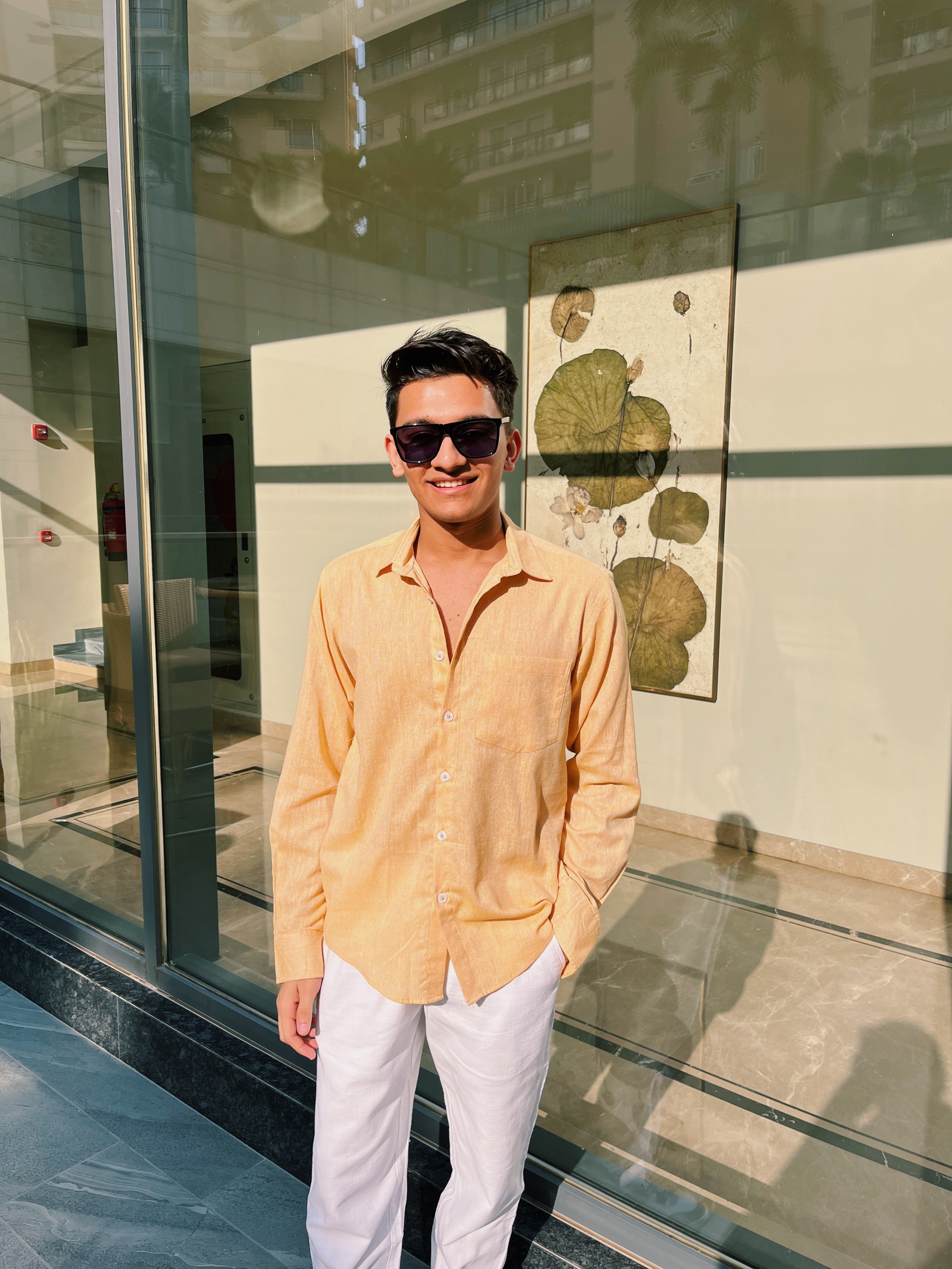 Pastel Yellow Linen Shirt